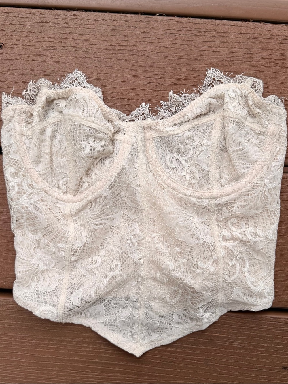 Urban Outfitters Lace Bustier Top in Ivory